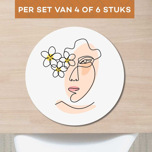 Placemat - Vrouw met bloemen