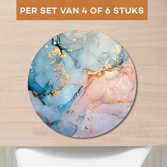 Placemat - Marmer Blauw-Roze