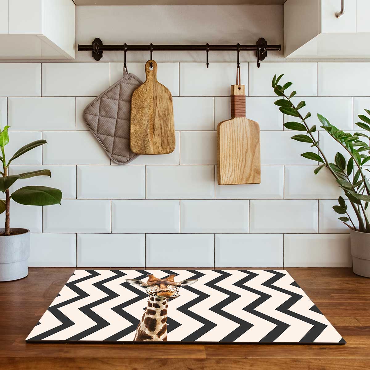 Inductie beschermer - Funny giraf zigzag