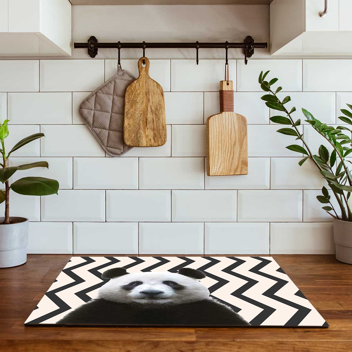 Inductie beschermer - Funny panda zigzag