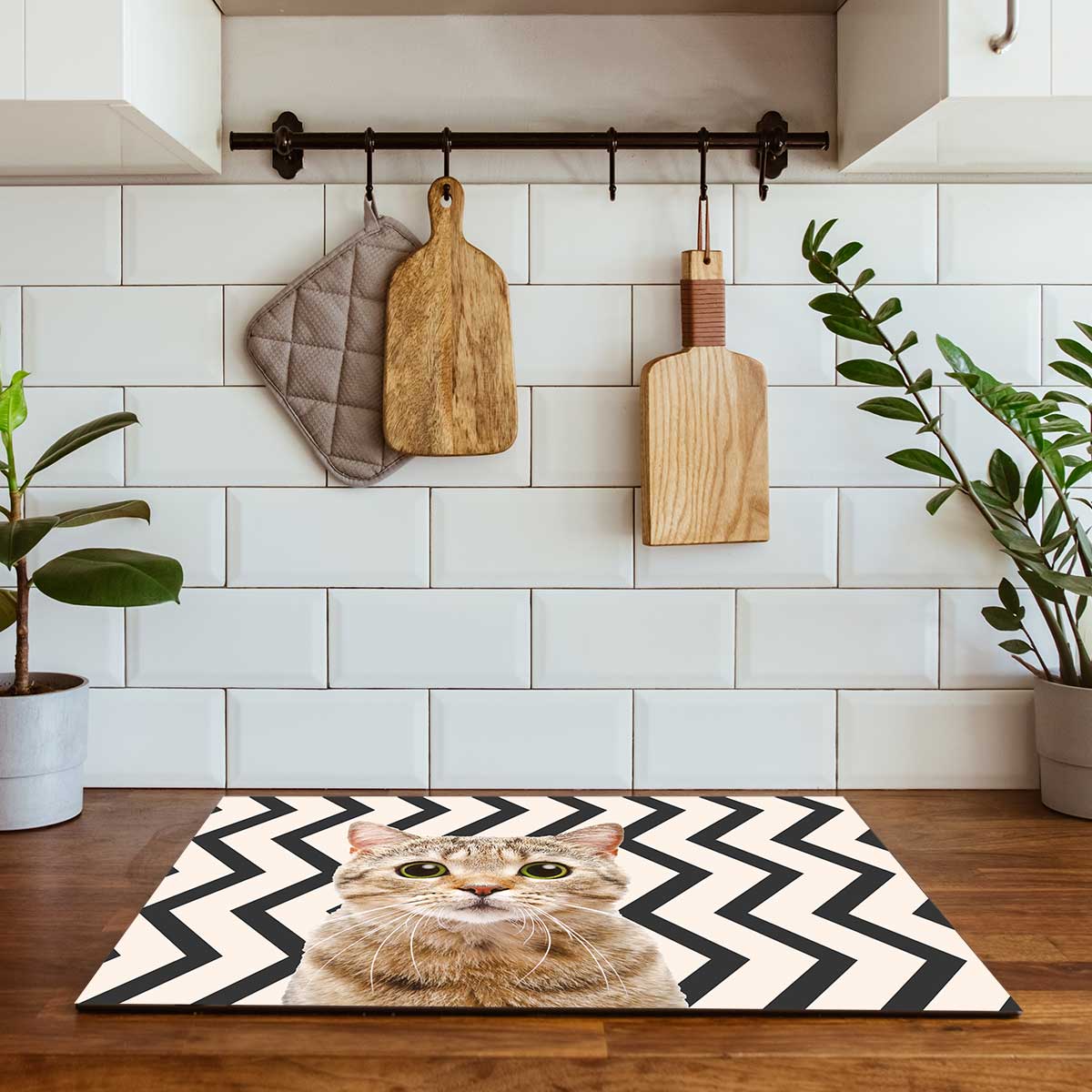 Inductie beschermer - Funny kat zigzag