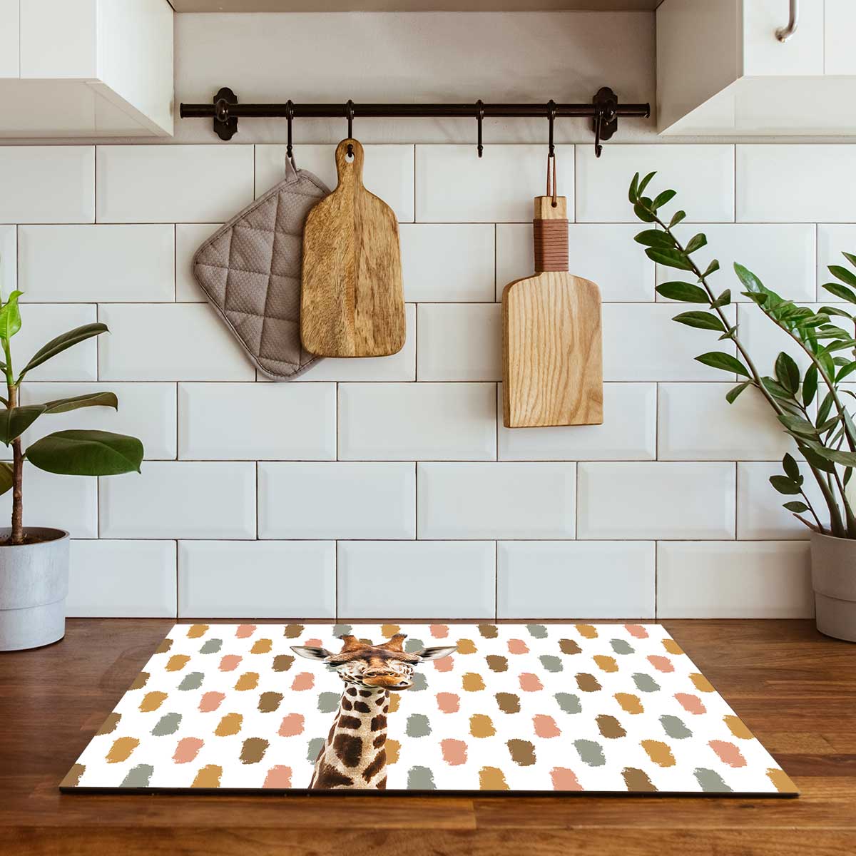 Inductie beschermer - Funny giraf vlekken