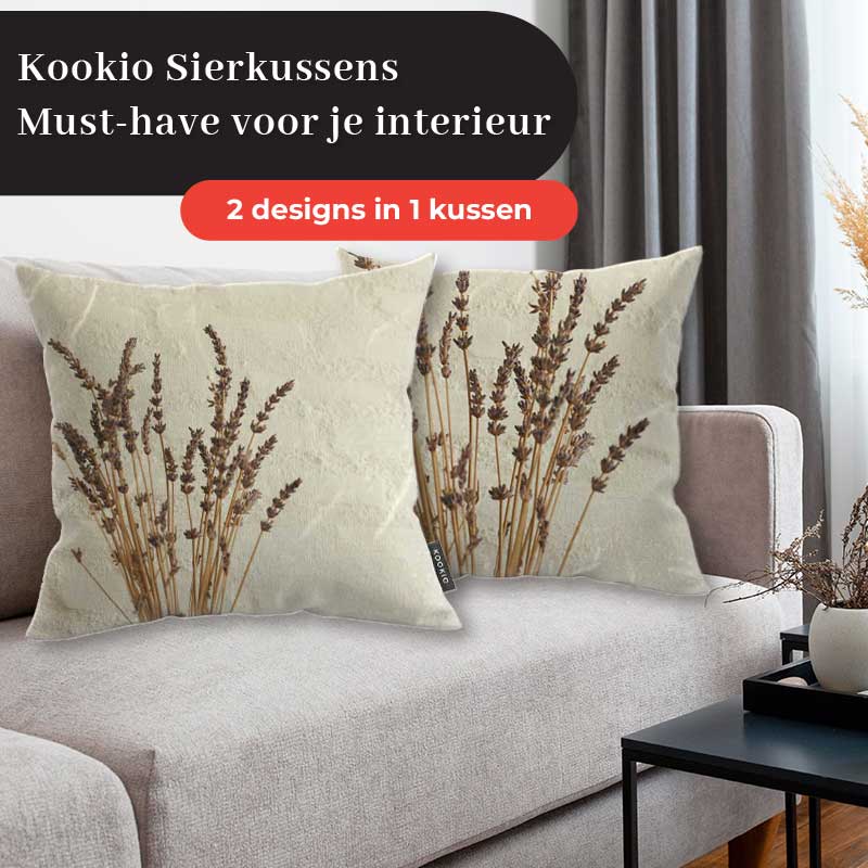 Sierkussen - Droogbloemen Rustiek Beige