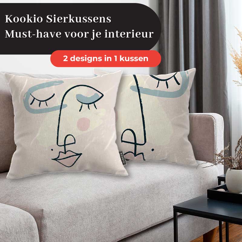 Sierkussen - Minimalistisch vrouwengezicht