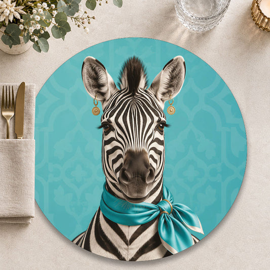 The Jetsetter zebra - Ronde placemat voor een stijlvolle tafelpresentatie - Kookio
