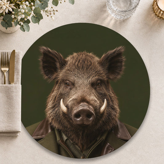 The Rogue wild zwijn - Ronde placemat voor een stoere tafelpresentatie - Kookio