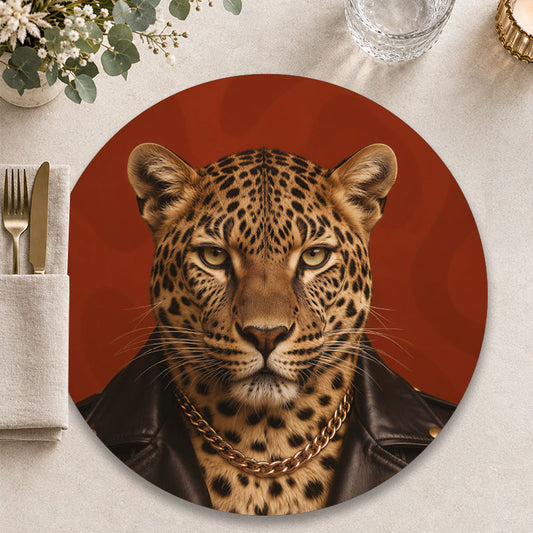The Wild One luipaard - Ronde placemat voor een moderne tafelpresentatie - Kookio