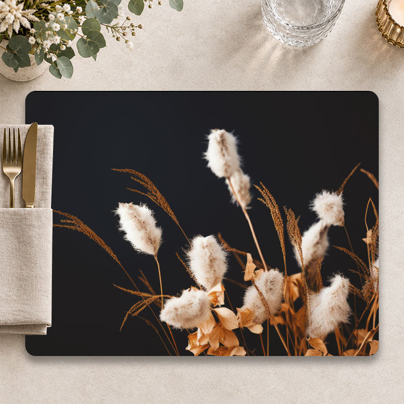 Warm veld - Luxe droogbloemen placemat voor een stijlvolle tafelpresentatie - Kookio