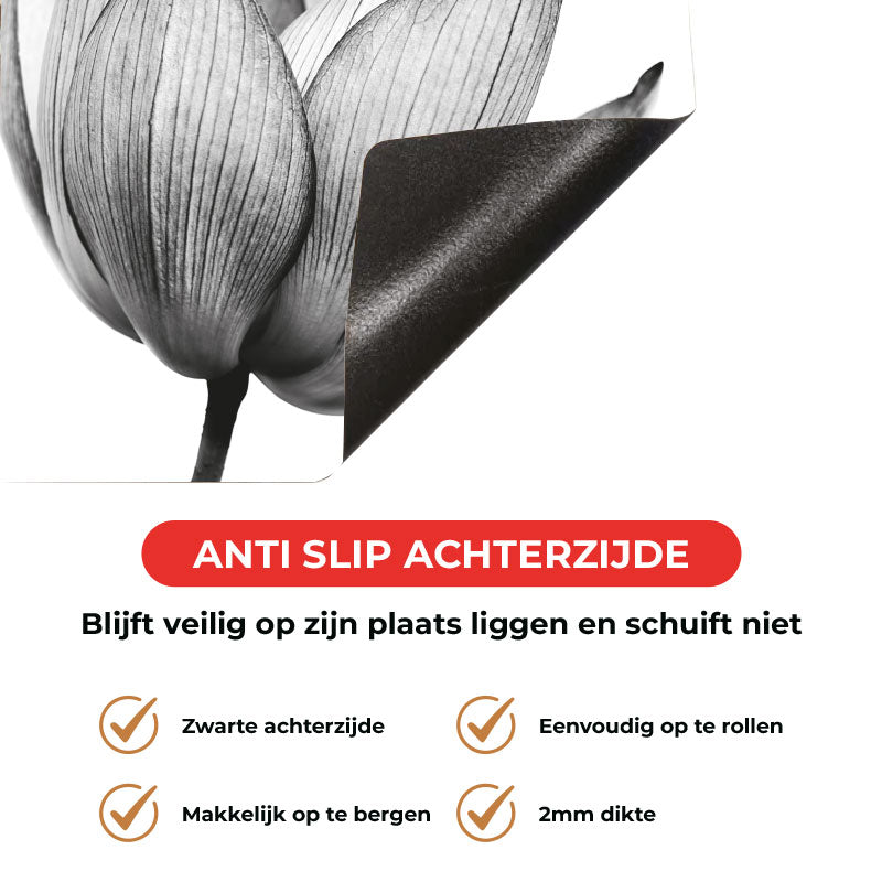 Inductie beschermer - Lotus in zwart-wit