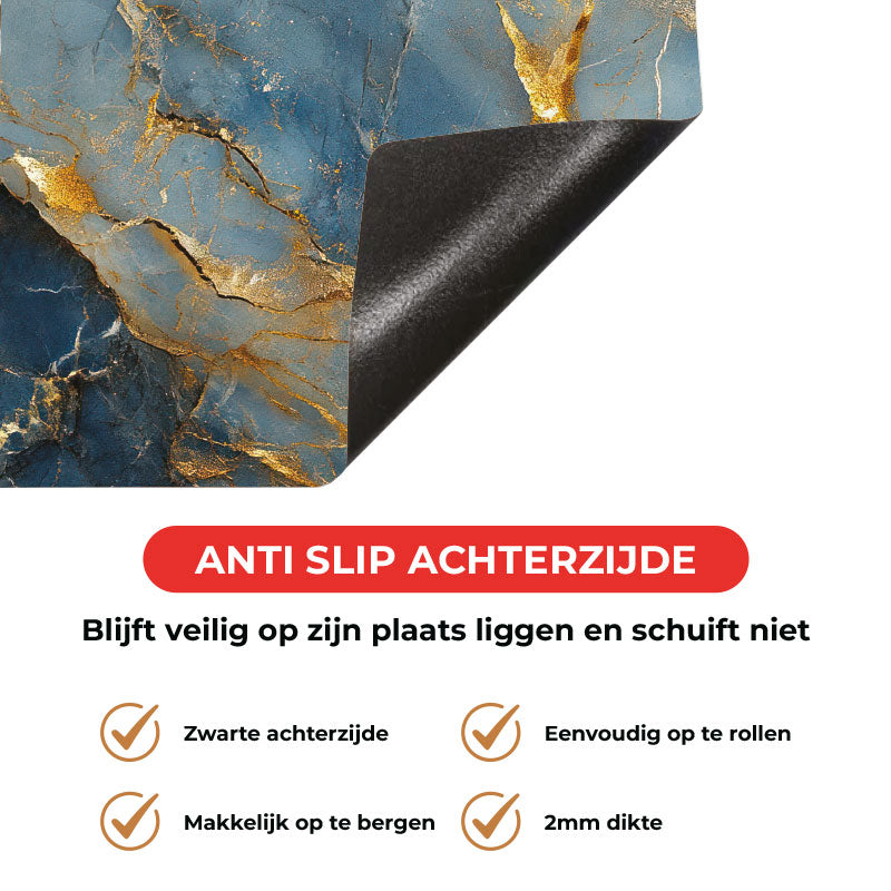 Inductie beschermer - Marmer Blauw-Goud