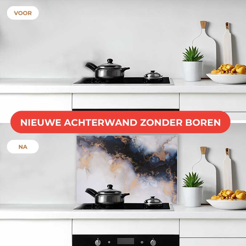 Spatscherm - Marmer Blauw-Paars