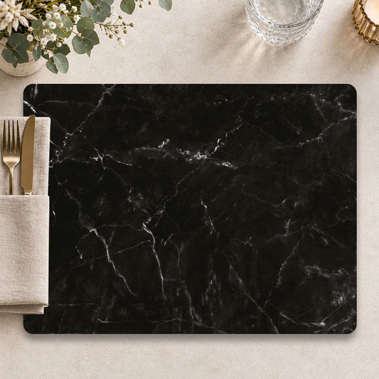Marmer zwart placemat voor een sfeervolle tafelpresentatie - Kookio