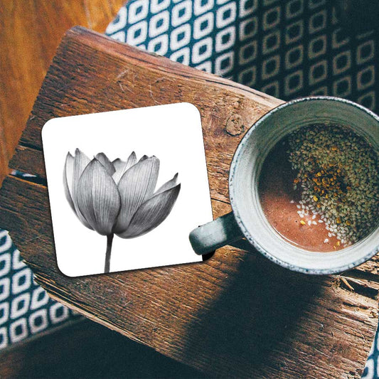 Onderzetter - Lotus in zwart-wit