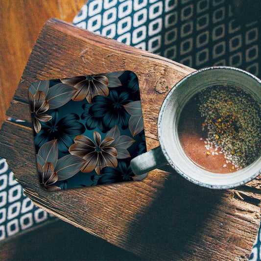 Onderzetter - Gouden bloemen