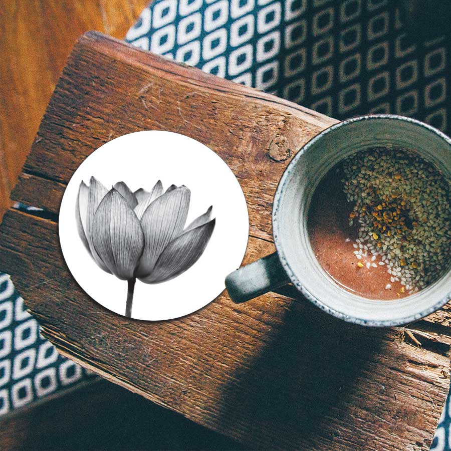 Onderzetter - Lotus in zwart-wit
