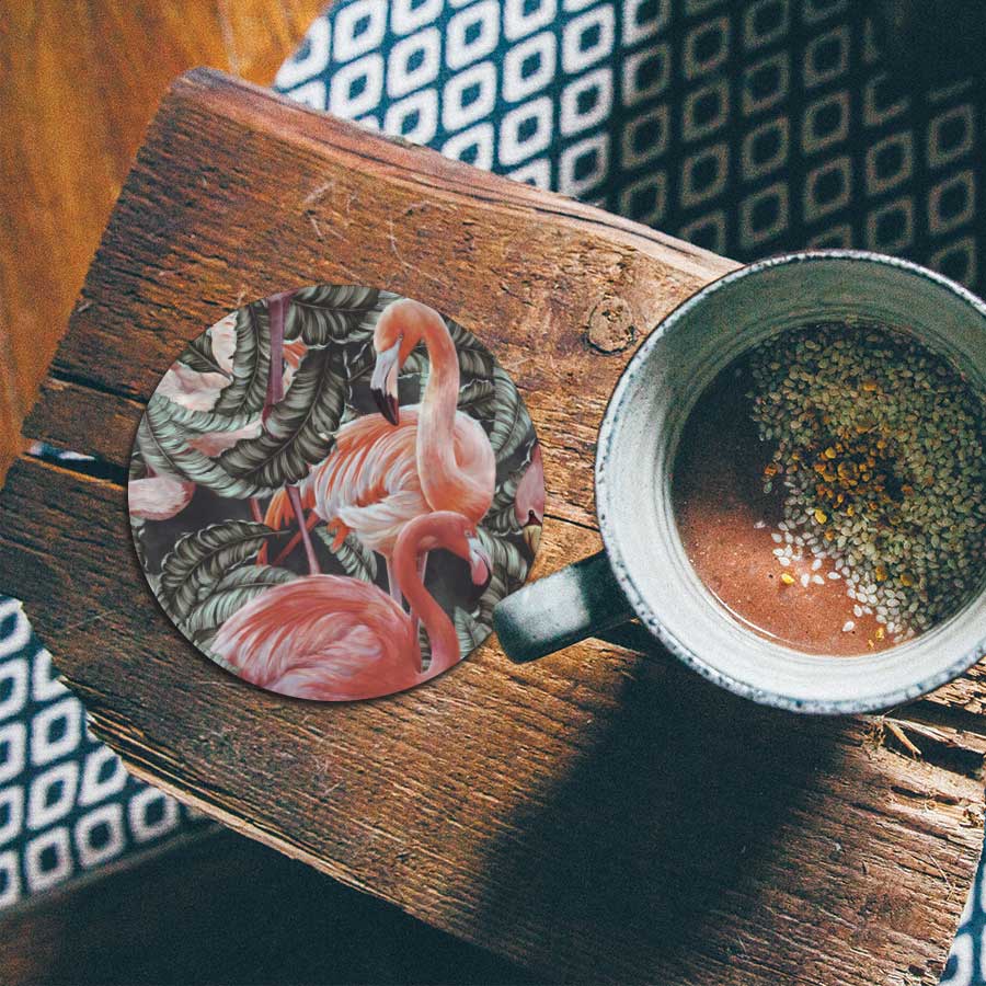 Onderzetter - Tropische flamingo’s