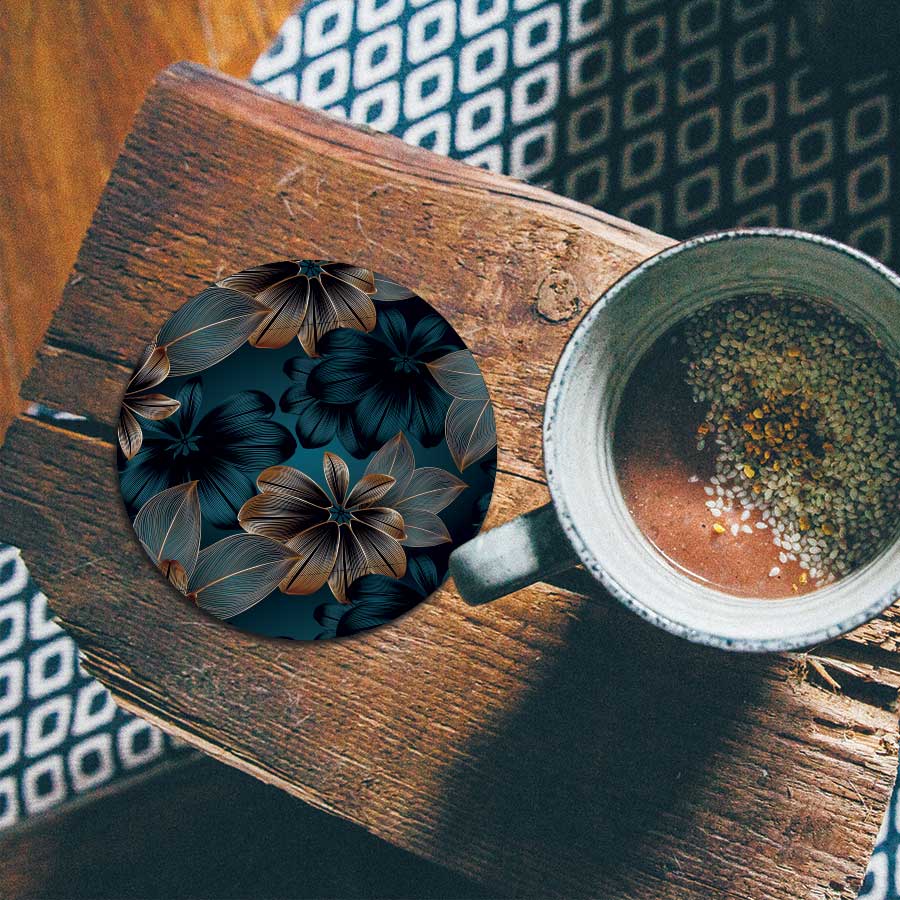 Onderzetter - Gouden bloemen