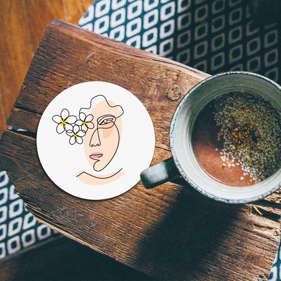 Onderzetter - Vrouw met bloemen