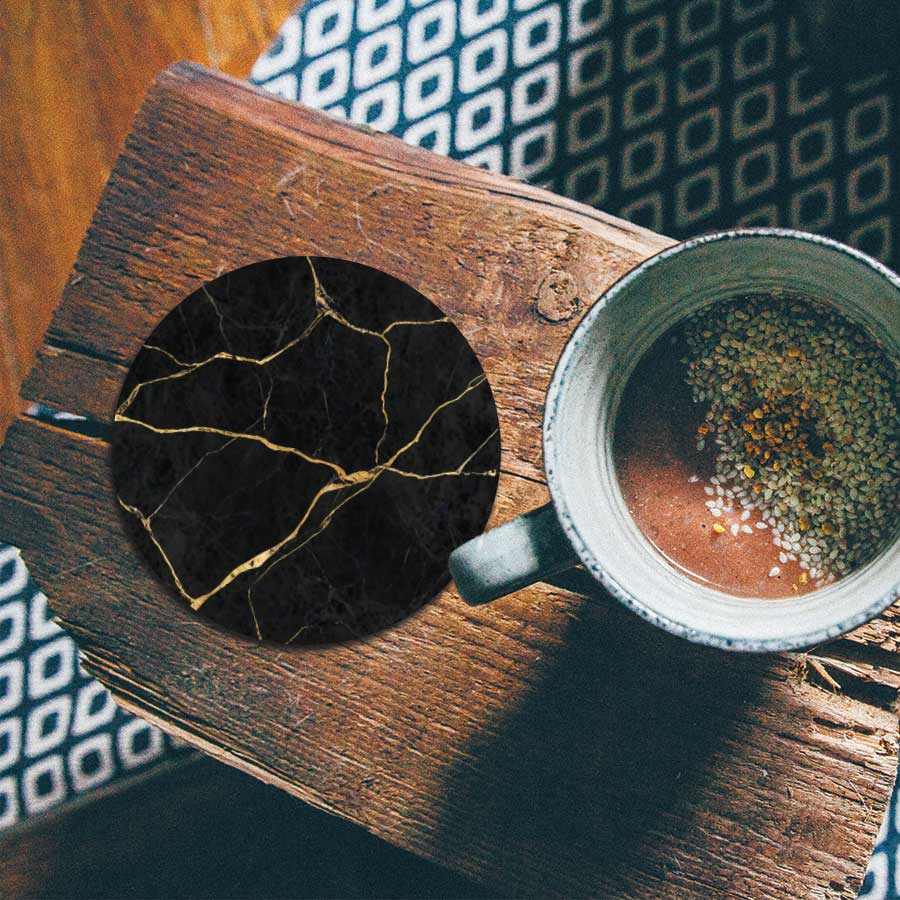 Onderzetter - Marmer Zwart-Goud