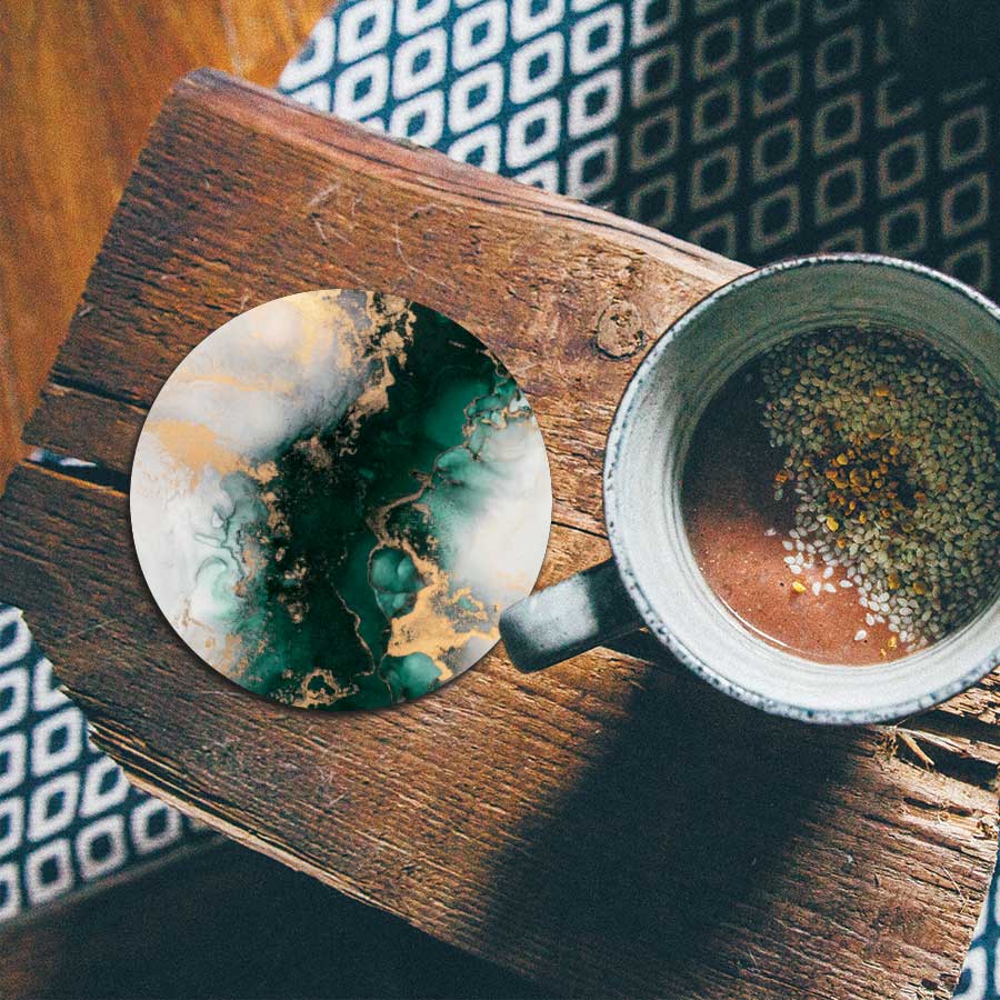 Onderzetter - Marmer Groen-Goud