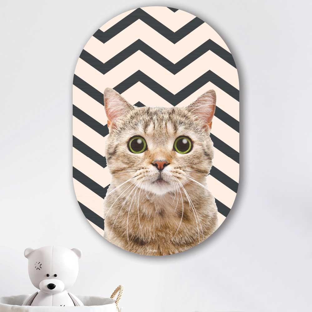 Muurovaal - Funny kat zigzag - Aluminium