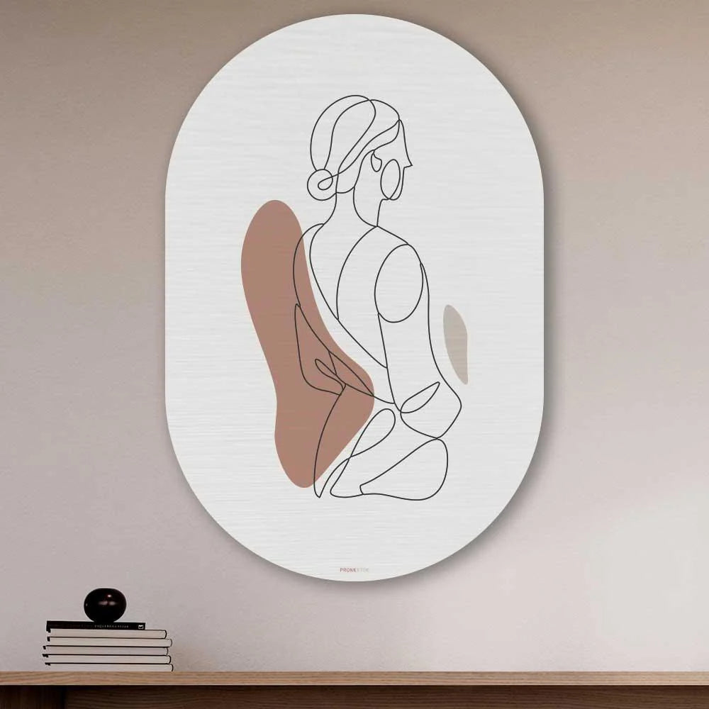 Muurovaal - Vrouw in silhouette - Aluminium