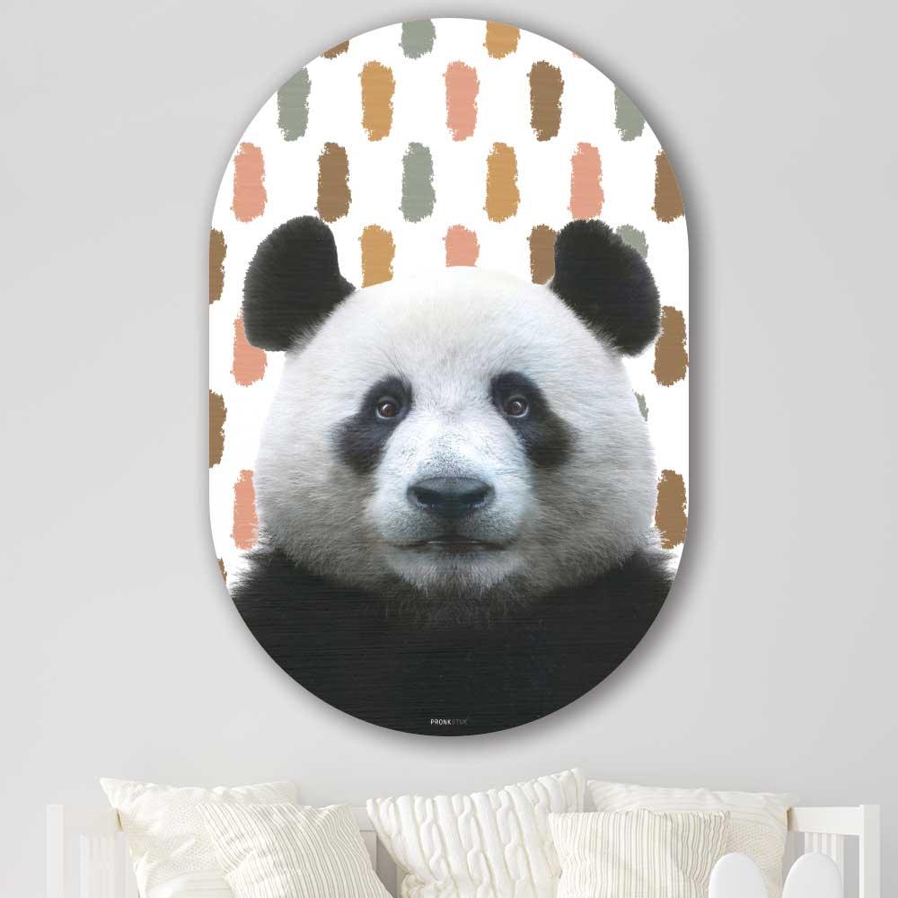Muurovaal - Funny panda vlekken - Aluminium
