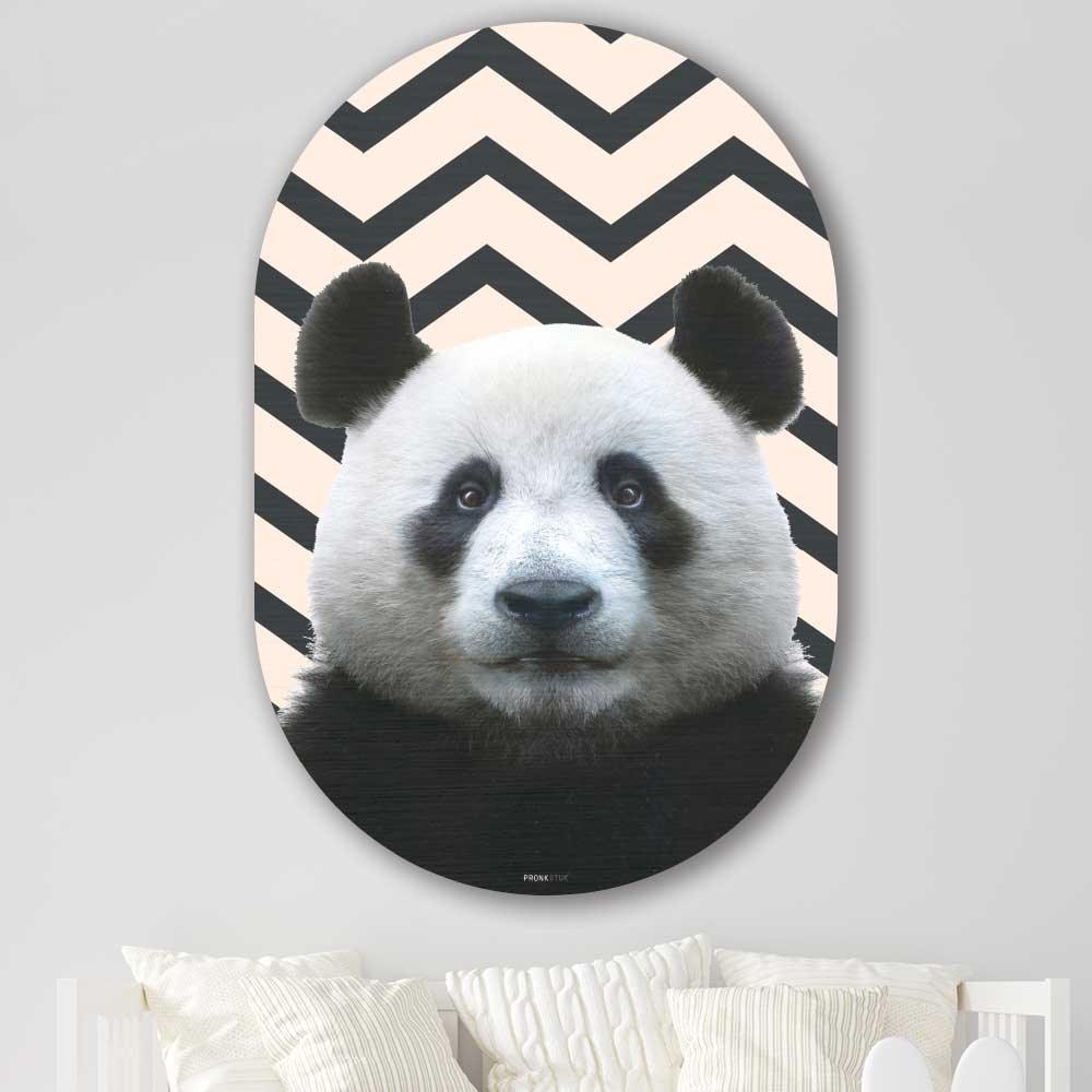 Muurovaal - Funny panda zigzag - Aluminium