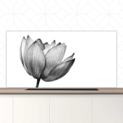 Spatscherm - Lotus in zwart-wit