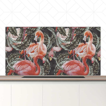 Spatscherm - Tropische flamingo’s