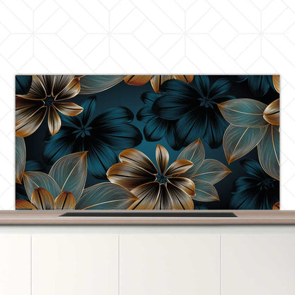 Spatscherm - Gouden bloemen