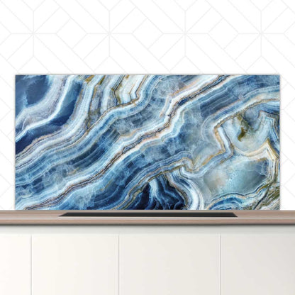 Spatscherm - Marmer natuurlijk blauw