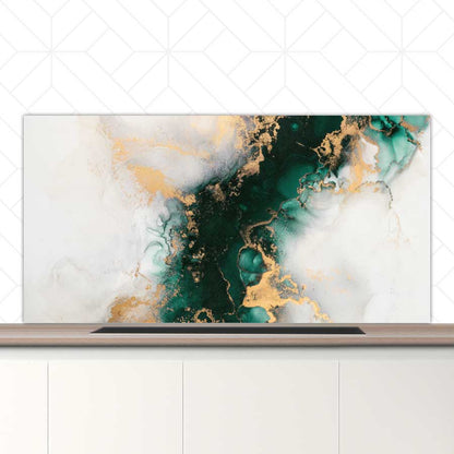 Spatscherm - Marmer Groen-Goud