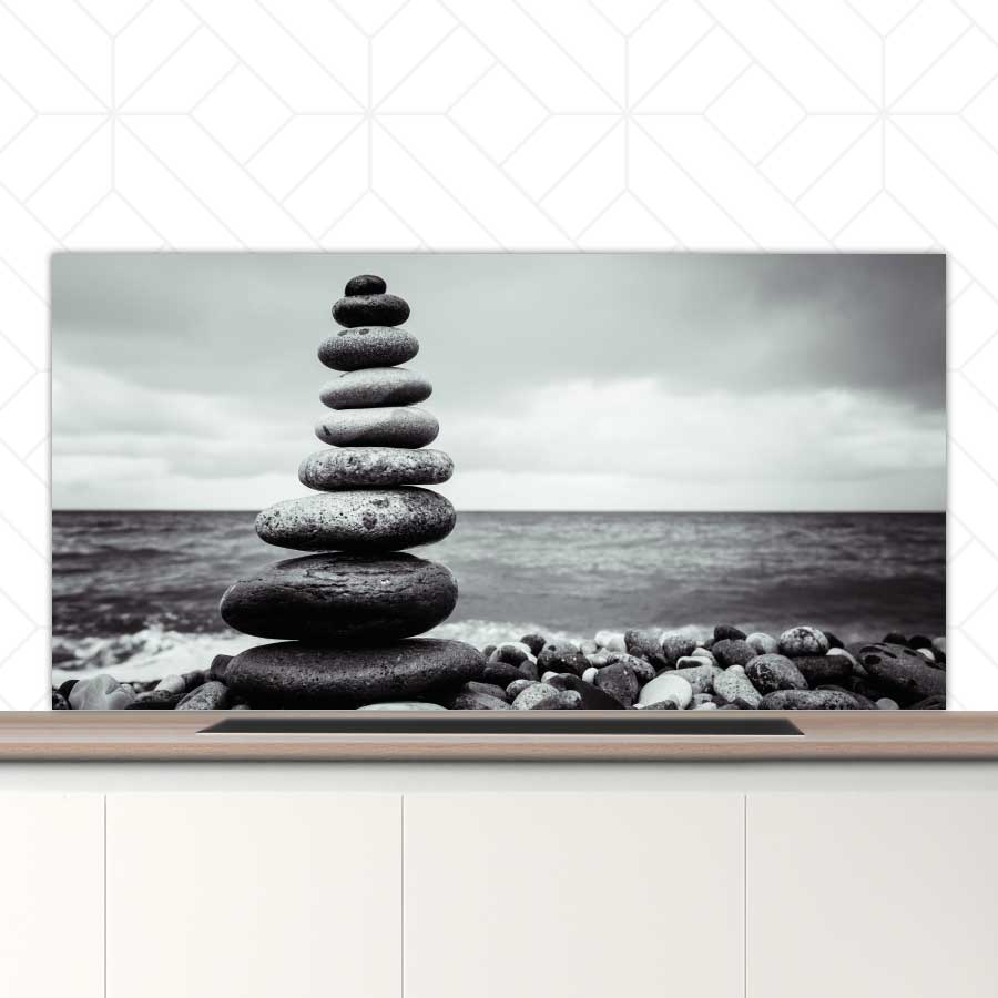 Spatscherm - Stenen in balans