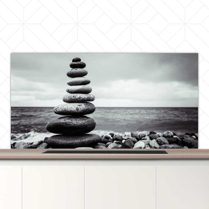 Spatscherm - Stenen in balans