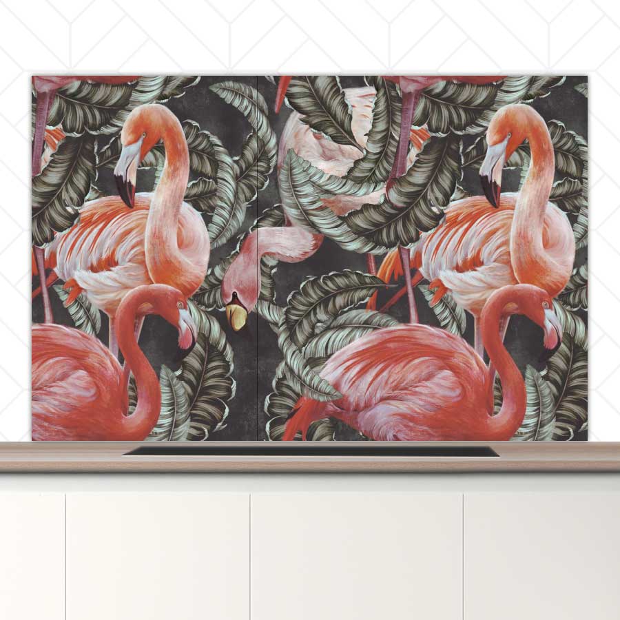 Spatscherm - Tropische flamingo’s