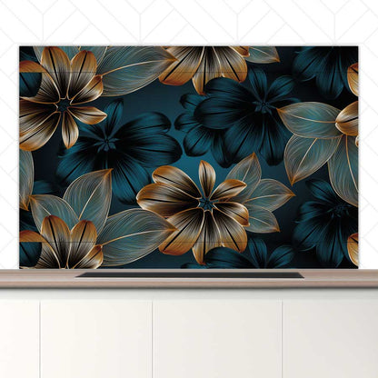 Spatscherm - Gouden bloemen