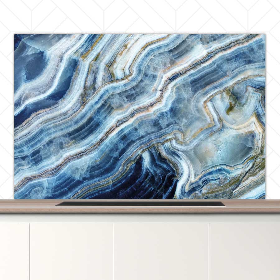 Spatscherm - Marmer natuurlijk blauw