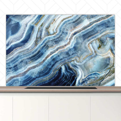 Spatscherm - Marmer natuurlijk blauw