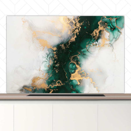 Spatscherm - Marmer Groen-Goud