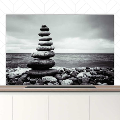 Spatscherm - Stenen in balans