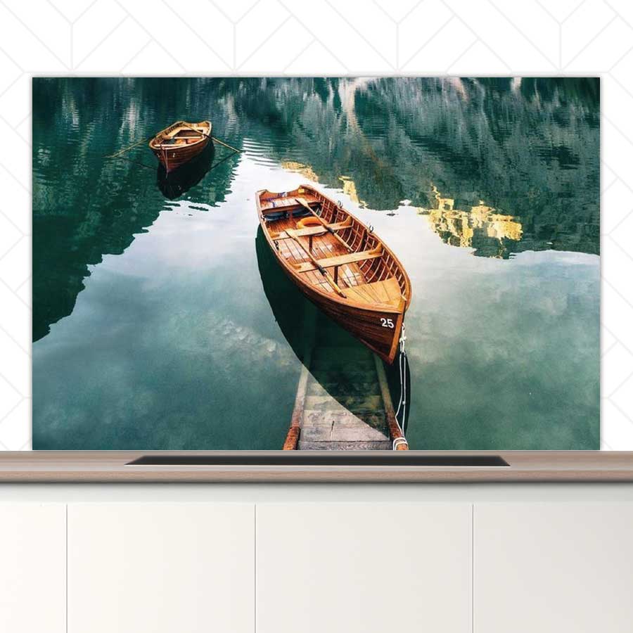 Spatscherm - Boten op een meer