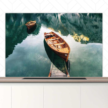 Spatscherm - Boten op een meer