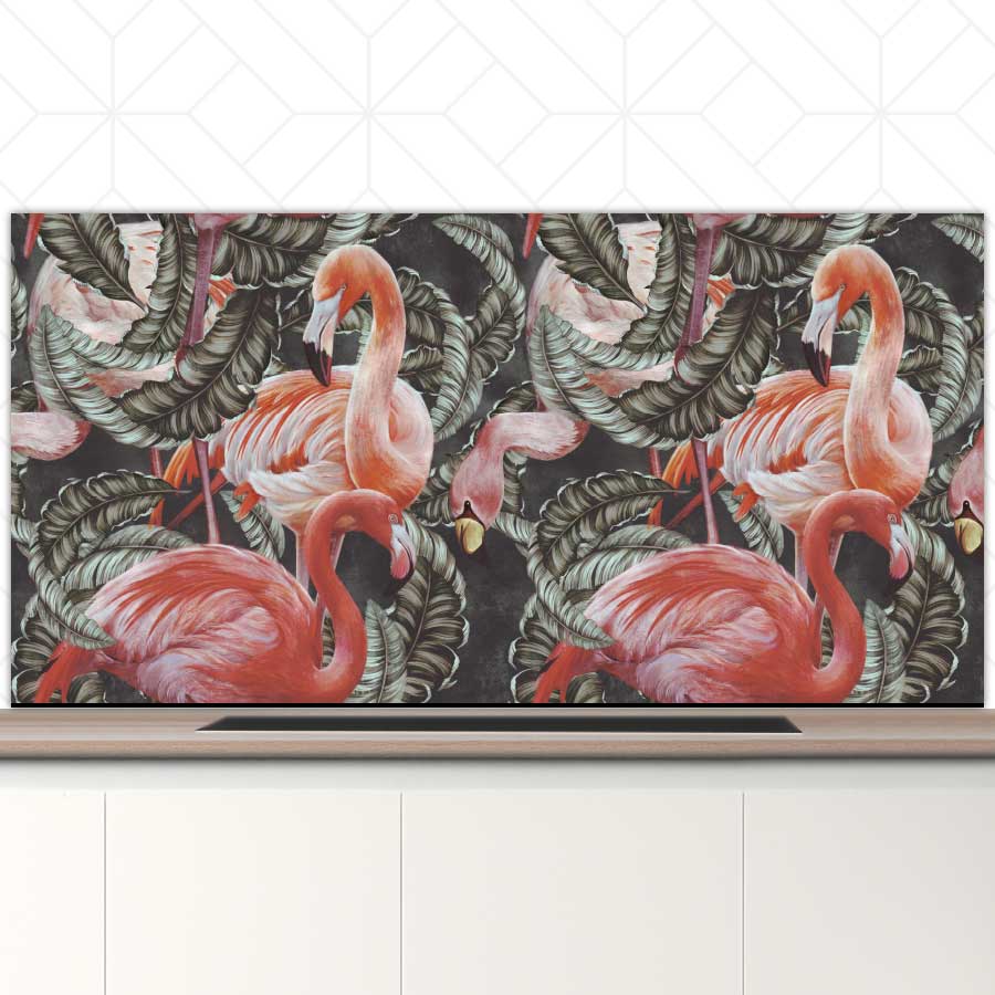 Spatscherm - Tropische flamingo’s