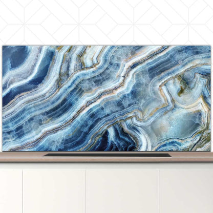 Spatscherm - Marmer natuurlijk blauw