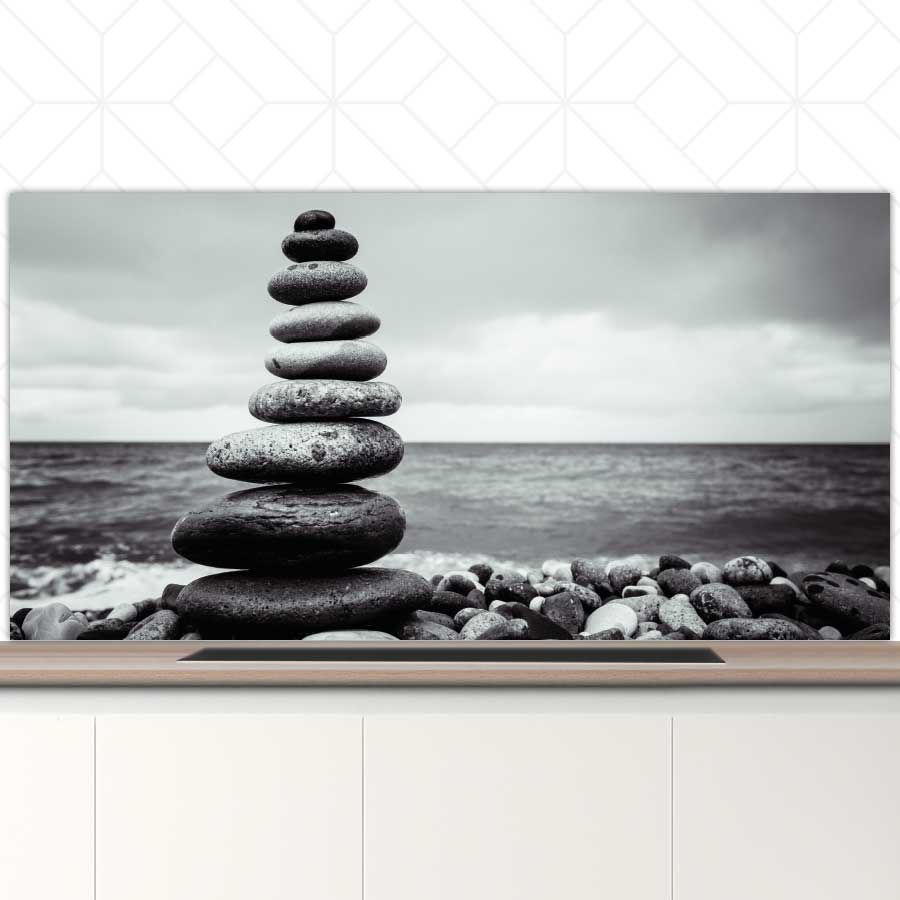 Spatscherm - Stenen in balans