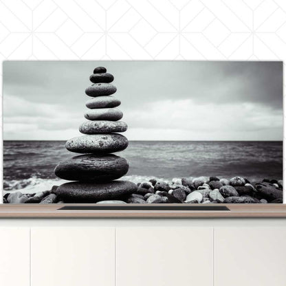 Spatscherm - Stenen in balans