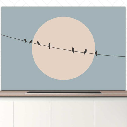 Spatscherm - Vogels op een draad