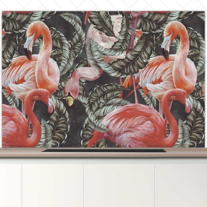Spatscherm - Tropische flamingo’s