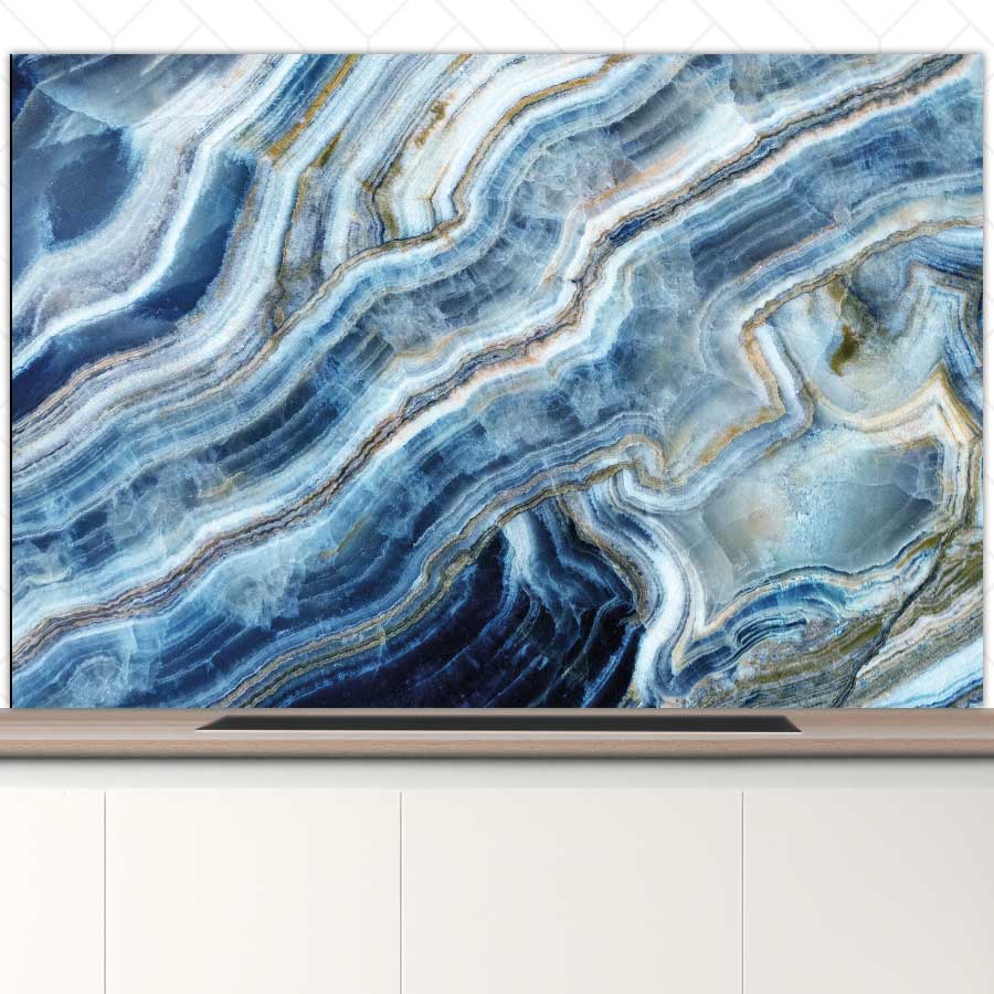 Spatscherm - Marmer natuurlijk blauw